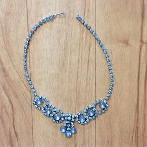 Sky blue rhinestone choker